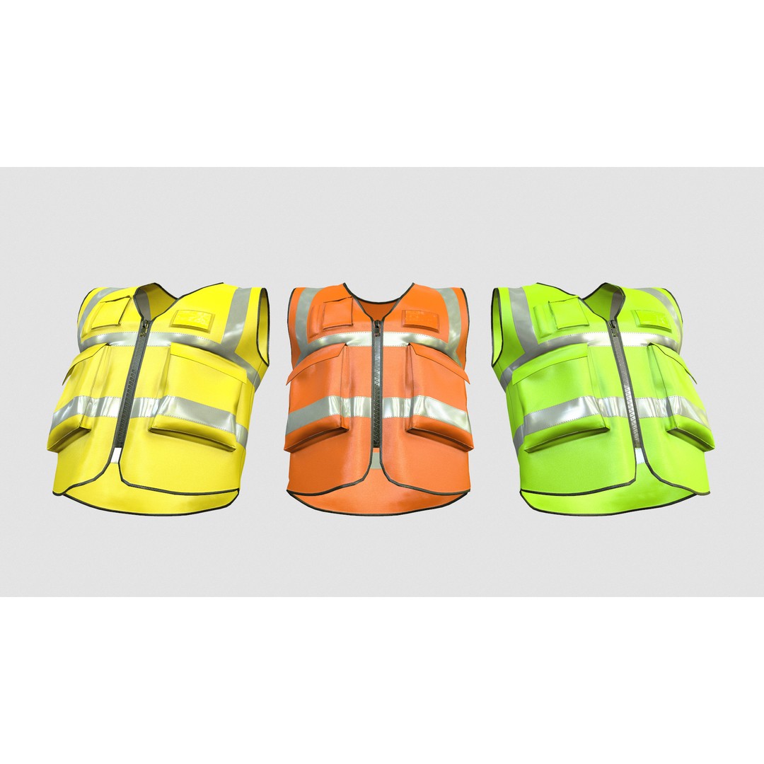 Reflective Safety Vest 3D Model – Low Poly Game-Ready Asset, FBX, Blender - View 16