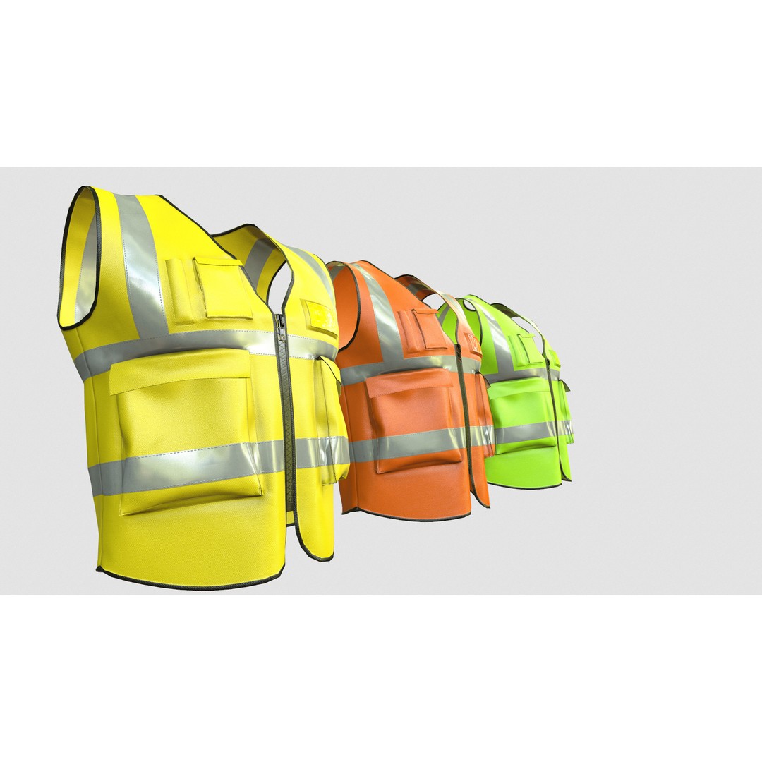 Reflective Safety Vest 3D Model – Low Poly Game-Ready Asset, FBX, Blender - View 17