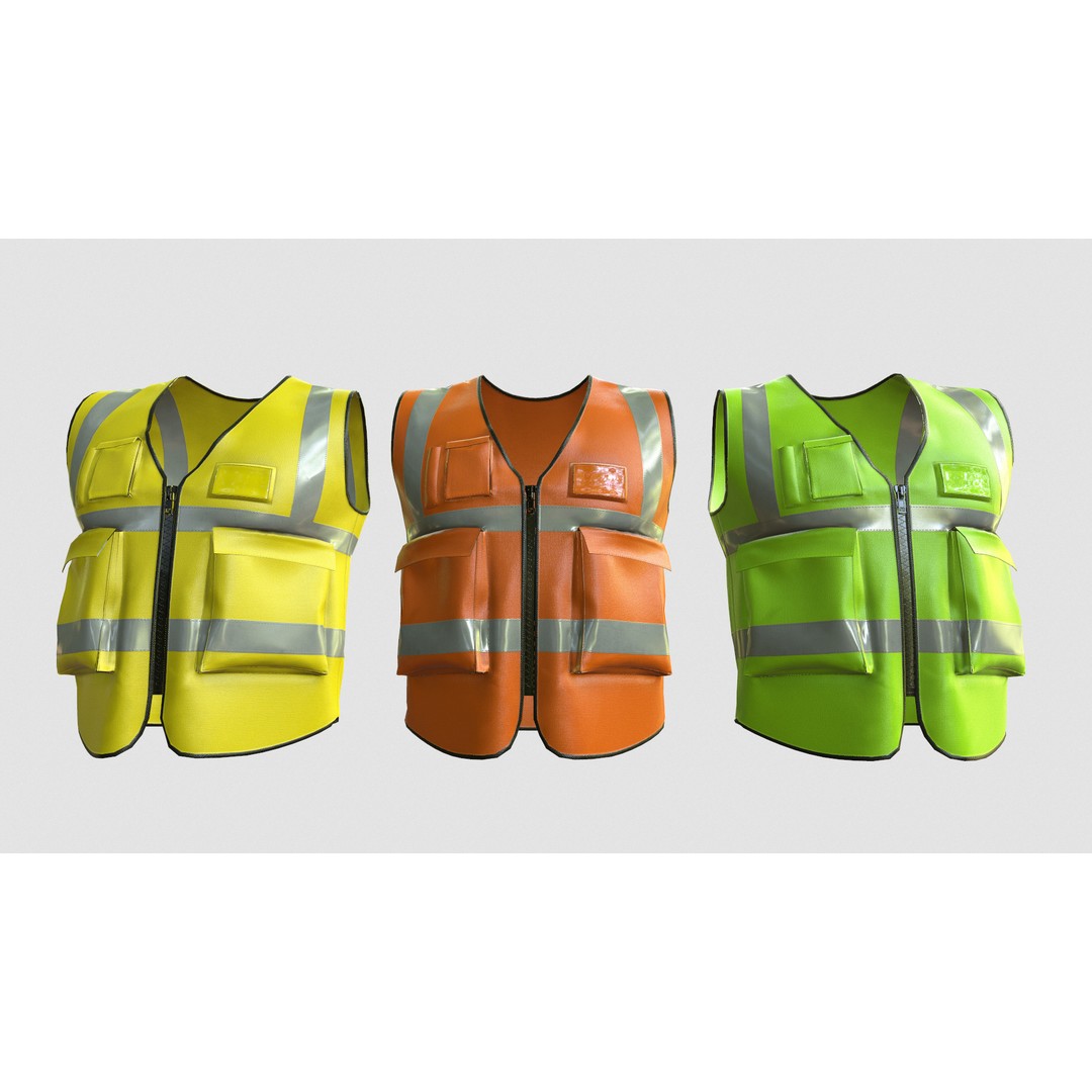 Reflective Safety Vest 3D Model – Low Poly Game-Ready Asset, FBX, Blender - View 19