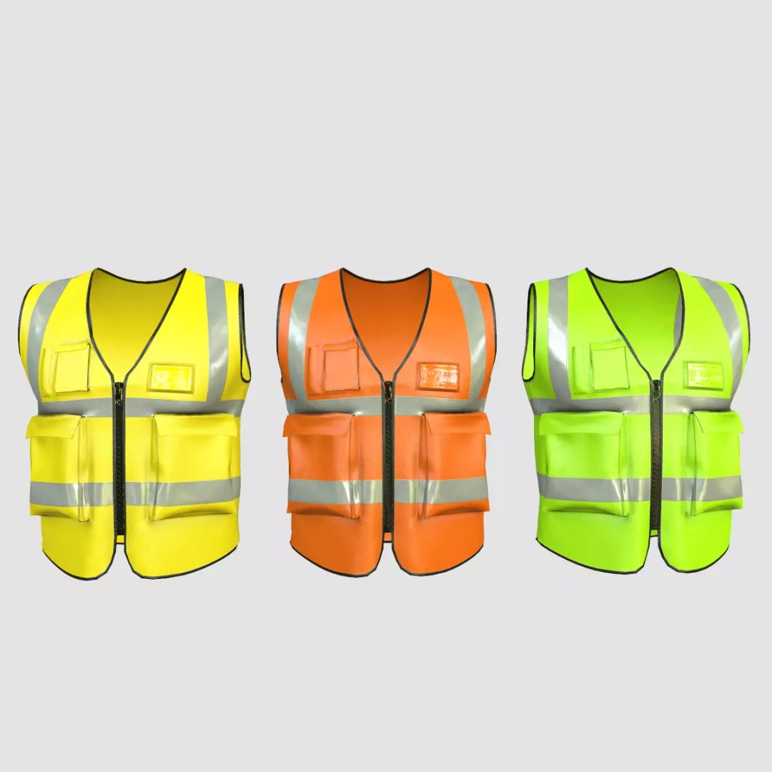 Reflective Safety Vest 3D Model – Low Poly Game-Ready Asset, FBX, Blender - View 2