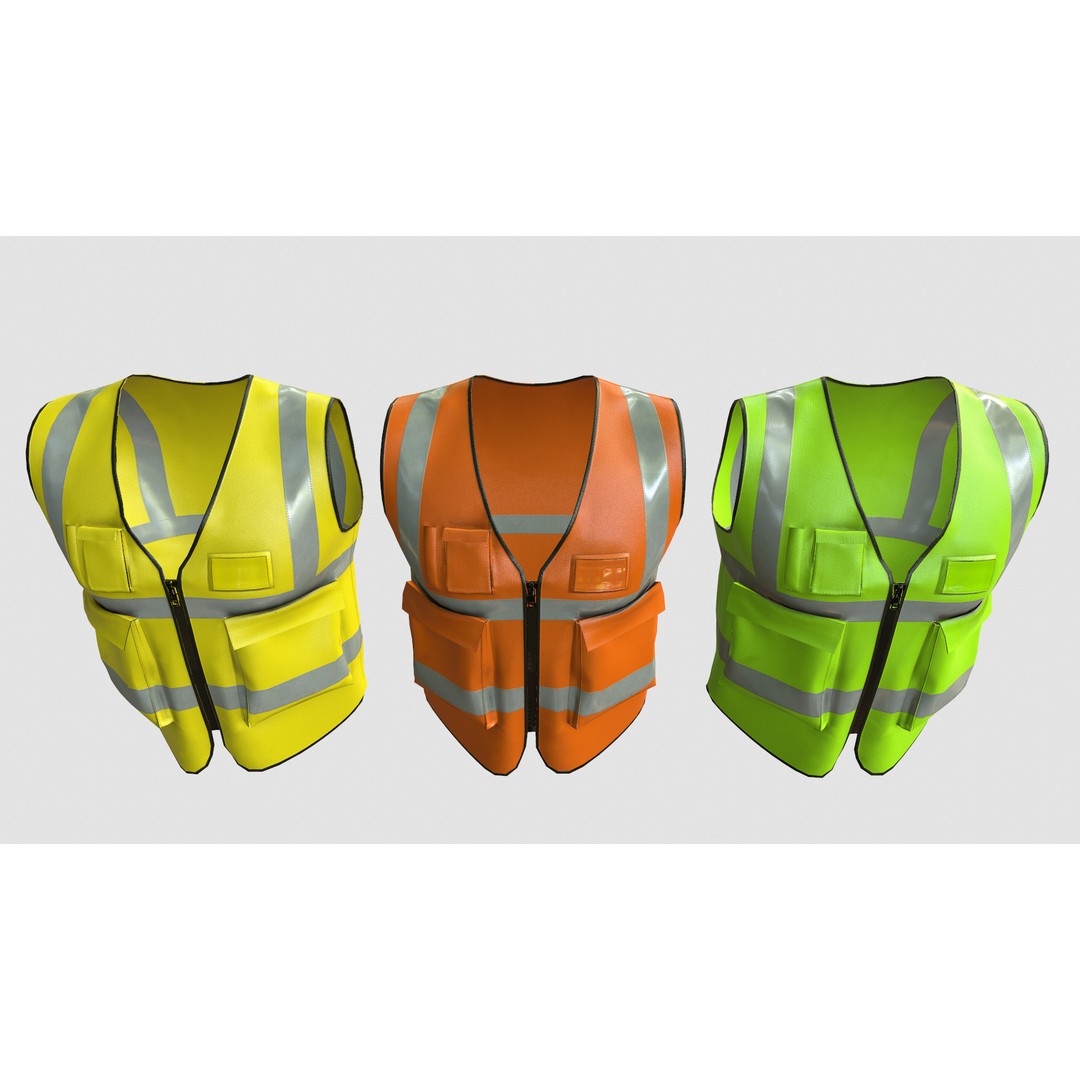 Reflective Safety Vest 3D Model – Low Poly Game-Ready Asset, FBX, Blender - View 20