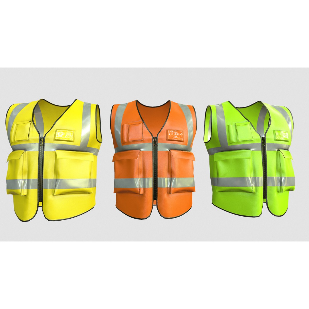 Reflective Safety Vest 3D Model – Low Poly Game-Ready Asset, FBX, Blender - View 21