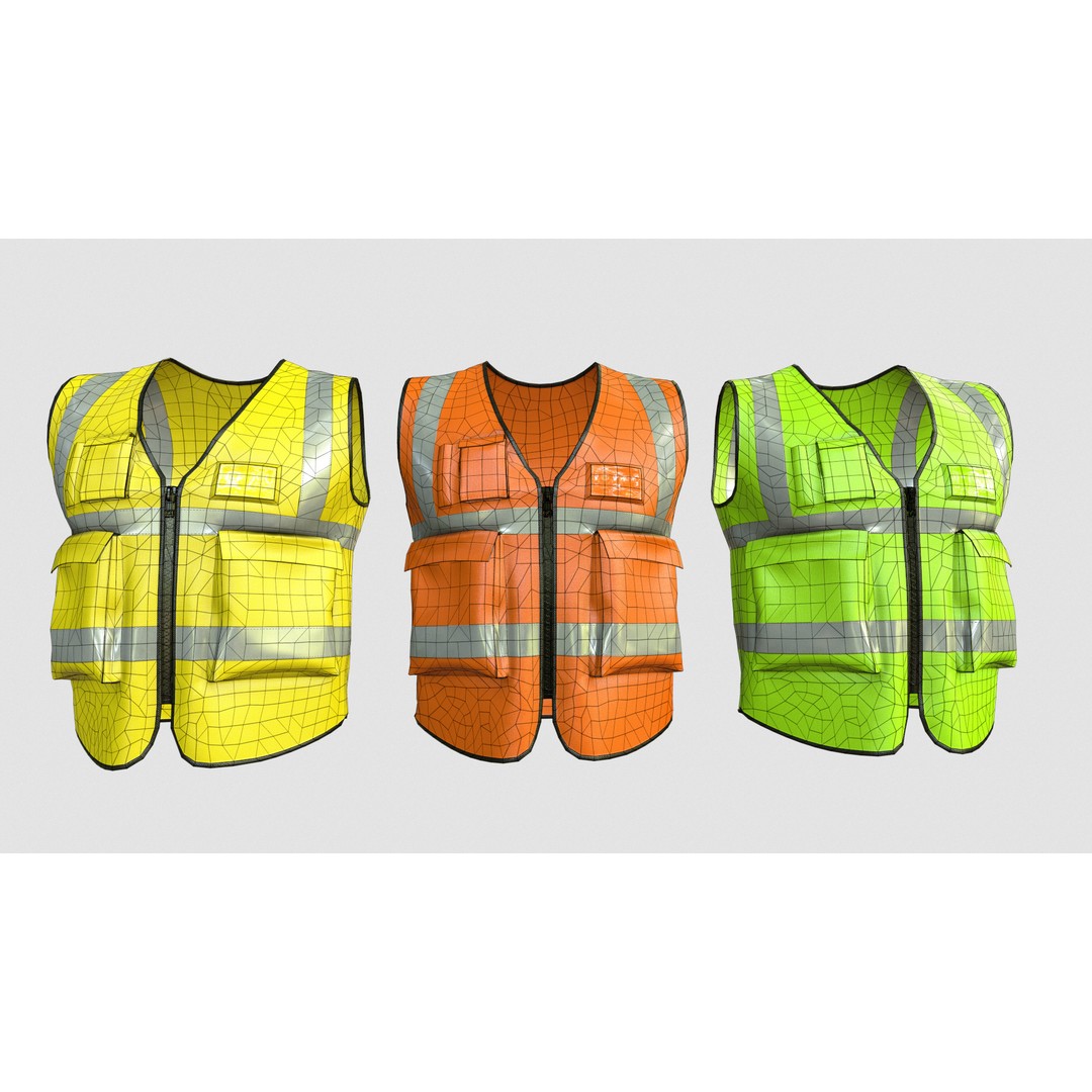 Reflective Safety Vest 3D Model – Low Poly Game-Ready Asset, FBX, Blender - View 22
