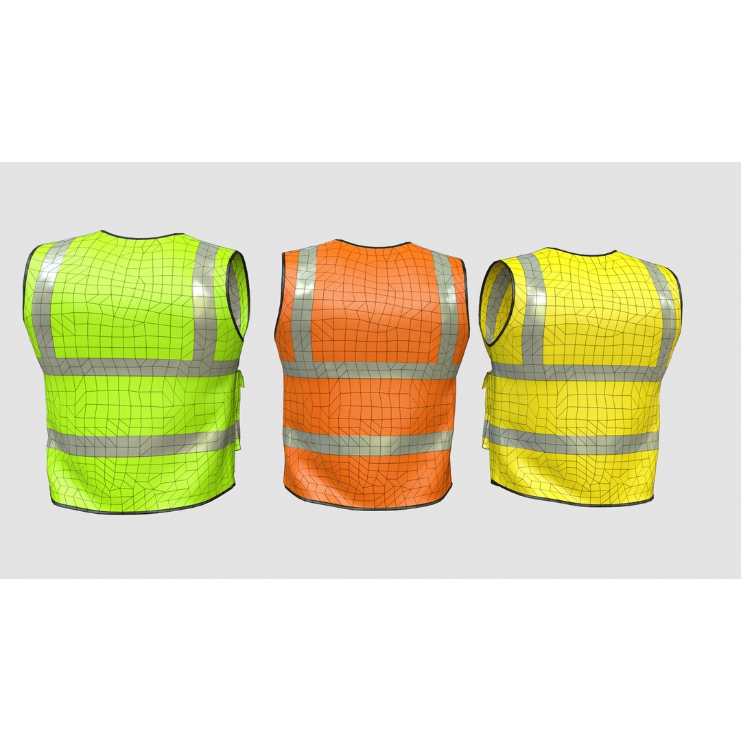 Reflective Safety Vest 3D Model – Low Poly Game-Ready Asset, FBX, Blender - View 23