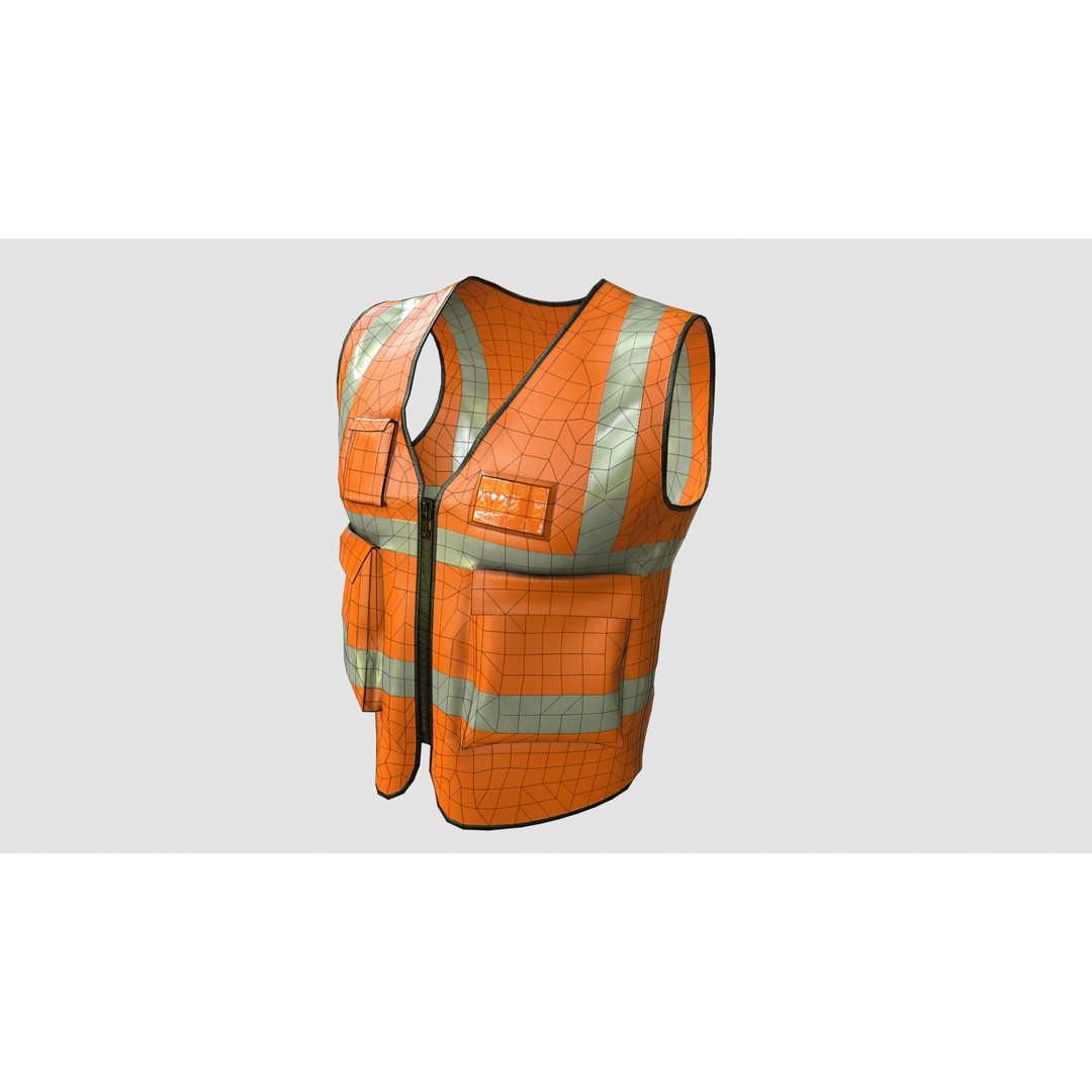 Reflective Safety Vest 3D Model – Low Poly Game-Ready Asset, FBX, Blender - View 24
