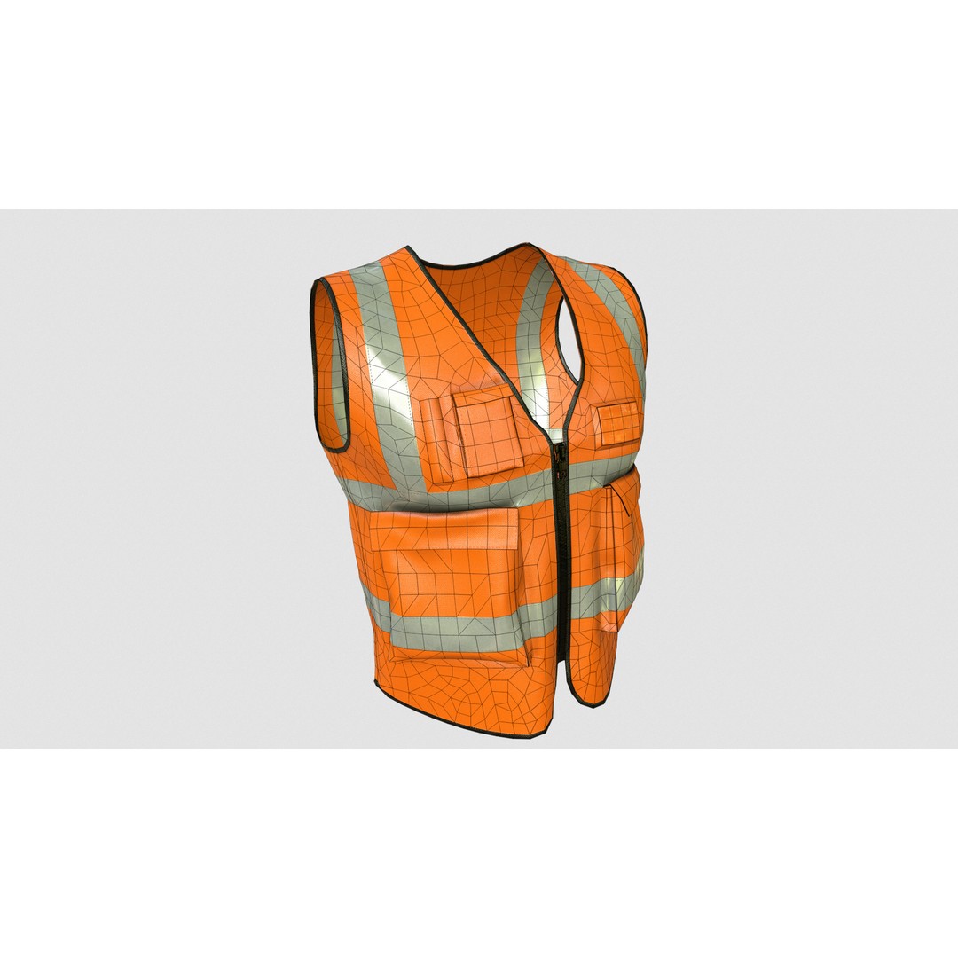 Reflective Safety Vest 3D Model – Low Poly Game-Ready Asset, FBX, Blender - View 25