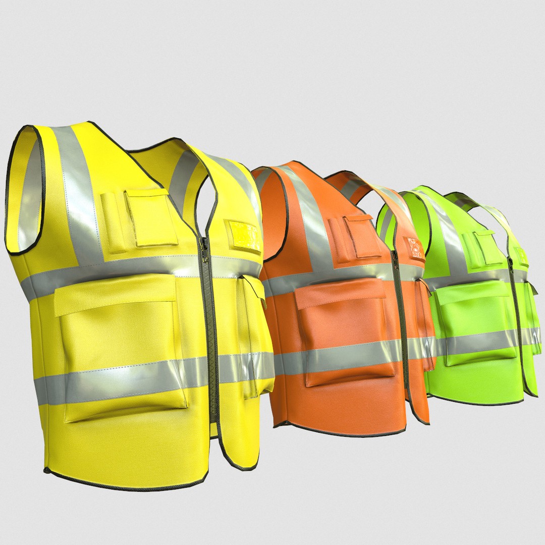 Reflective Safety Vest 3D Model – Low Poly Game-Ready Asset, FBX, Blender - View 3