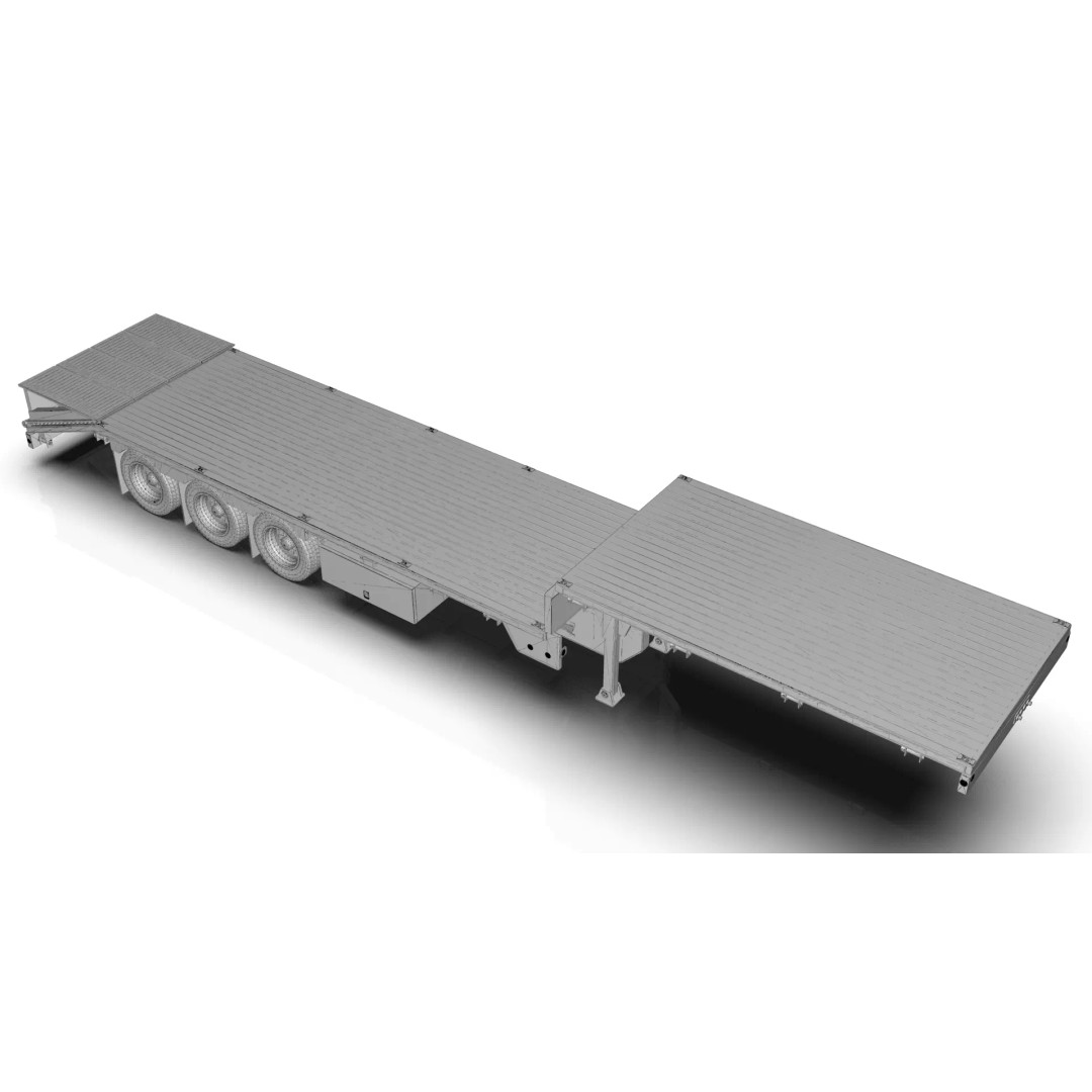 53ft Beavertail Stepdeck Trailer 3D Model – Low Poly Game Asset, FBX