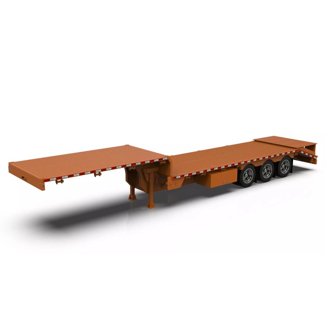 53ft Beavertail Stepdeck Trailer 3D Model – Low Poly Game Asset, FBX - View 11
