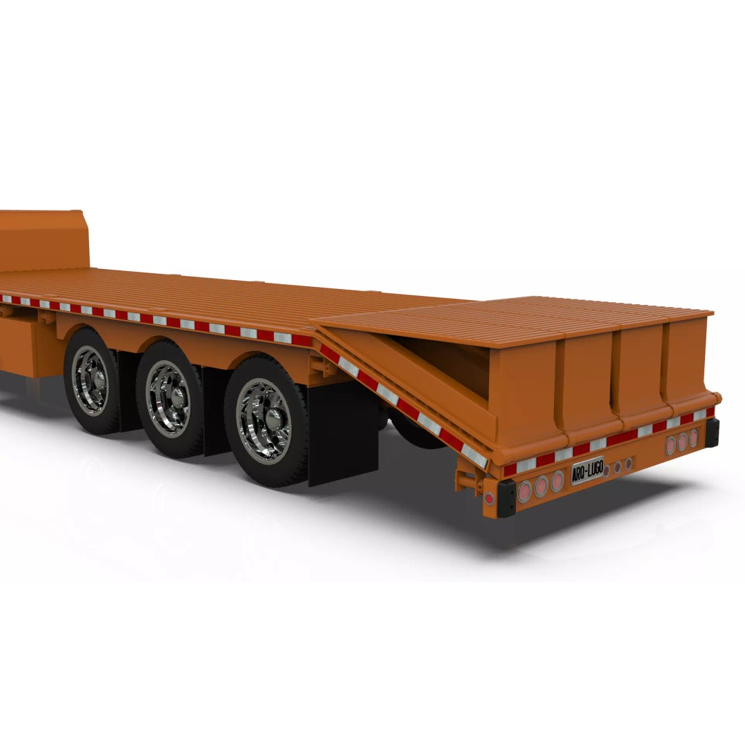 53ft Beavertail Stepdeck Trailer 3D Model – Low Poly Game Asset, FBX - View 12