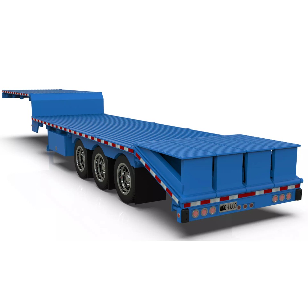 53ft Beavertail Stepdeck Trailer 3D Model – Low Poly Game Asset, FBX - View 15