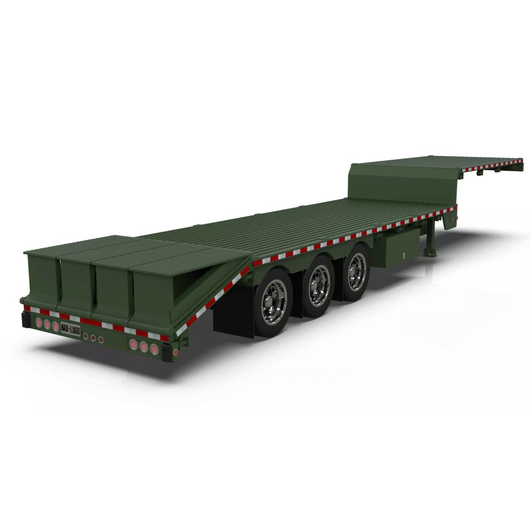 53ft Beavertail Stepdeck Trailer 3D Model – Low Poly Game Asset, FBX - View 16