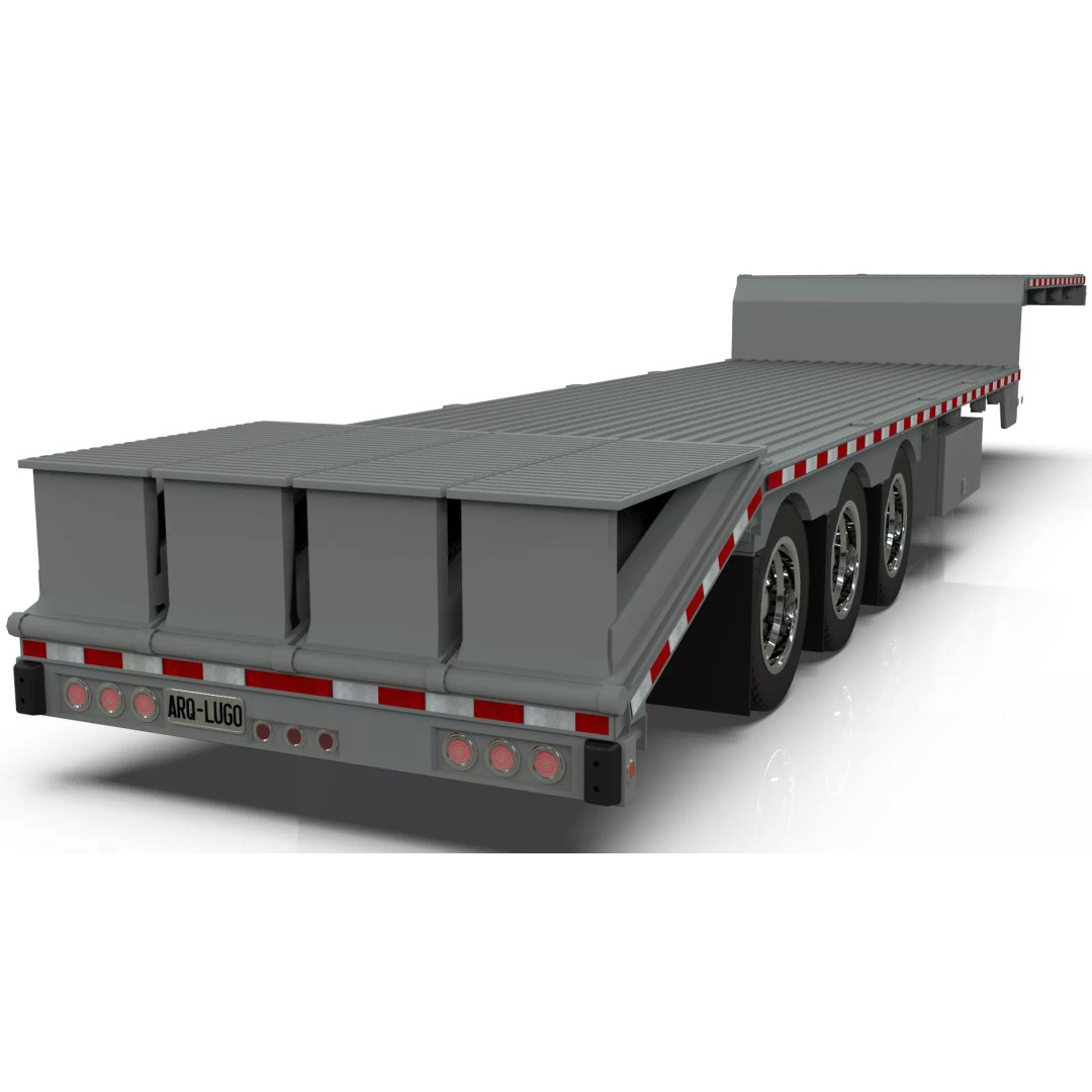 53ft Beavertail Stepdeck Trailer 3D Model – Low Poly Game Asset, FBX - View 20