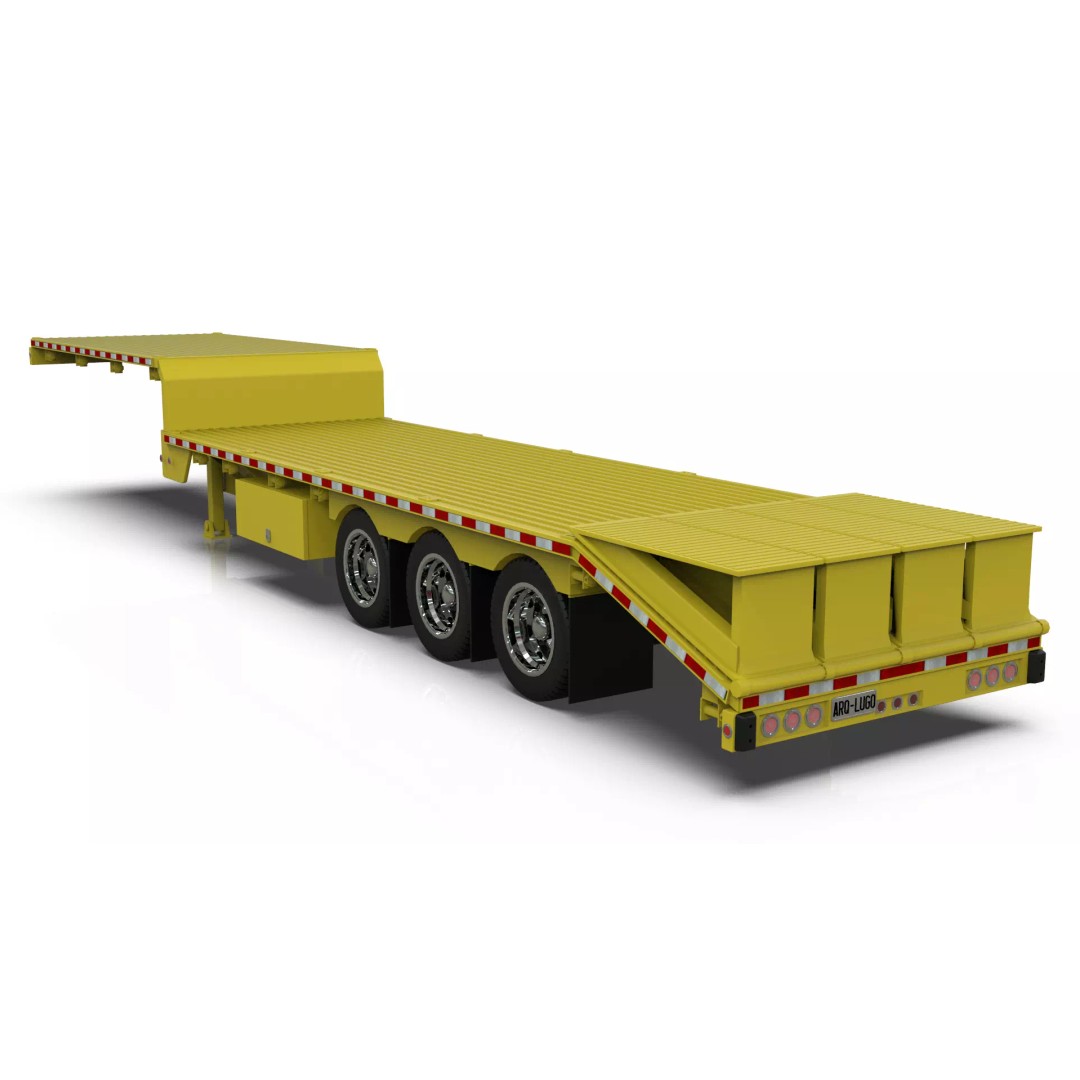 53ft Beavertail Stepdeck Trailer 3D Model – Low Poly Game Asset, FBX - View 22