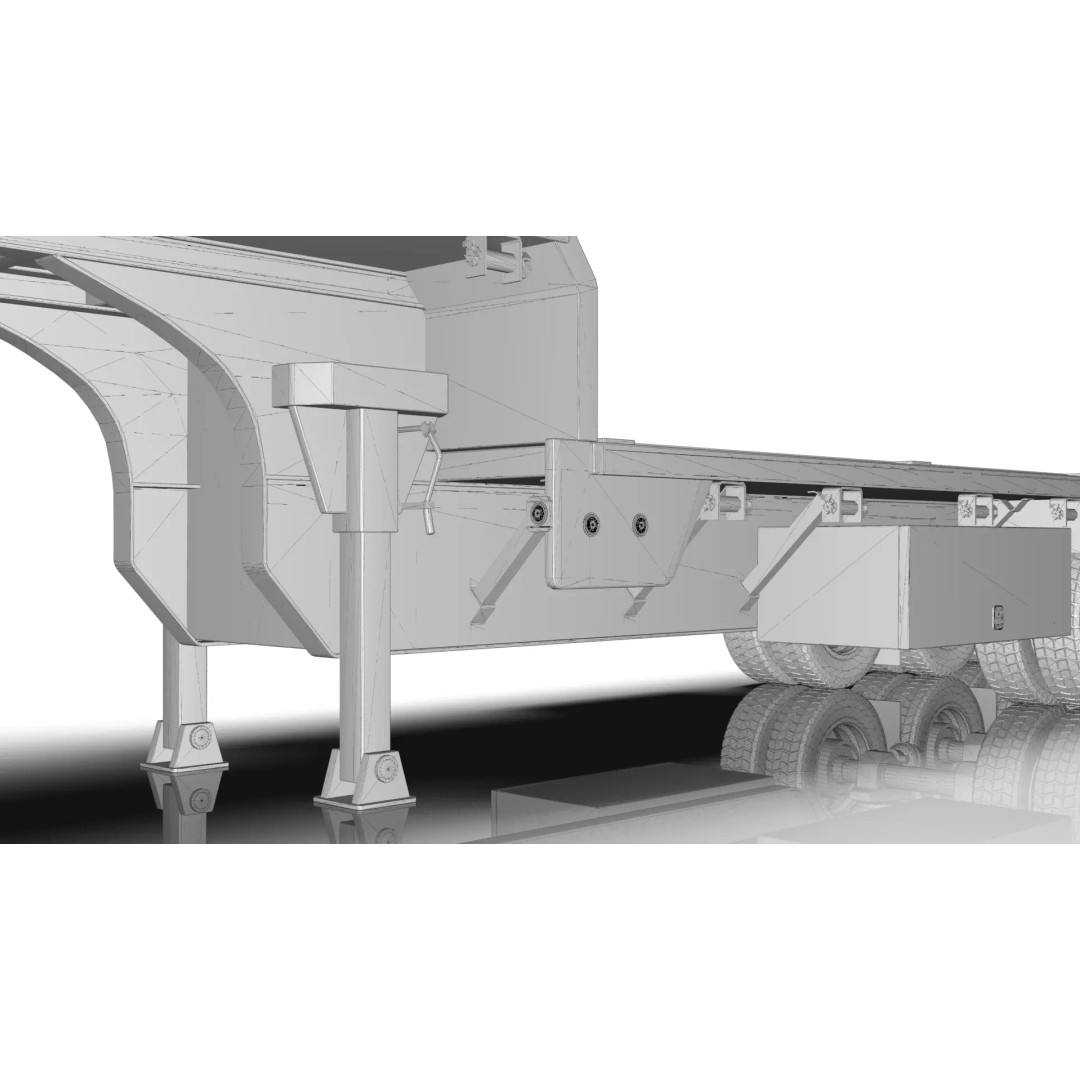 53ft Beavertail Stepdeck Trailer 3D Model – Low Poly Game Asset, FBX - View 28