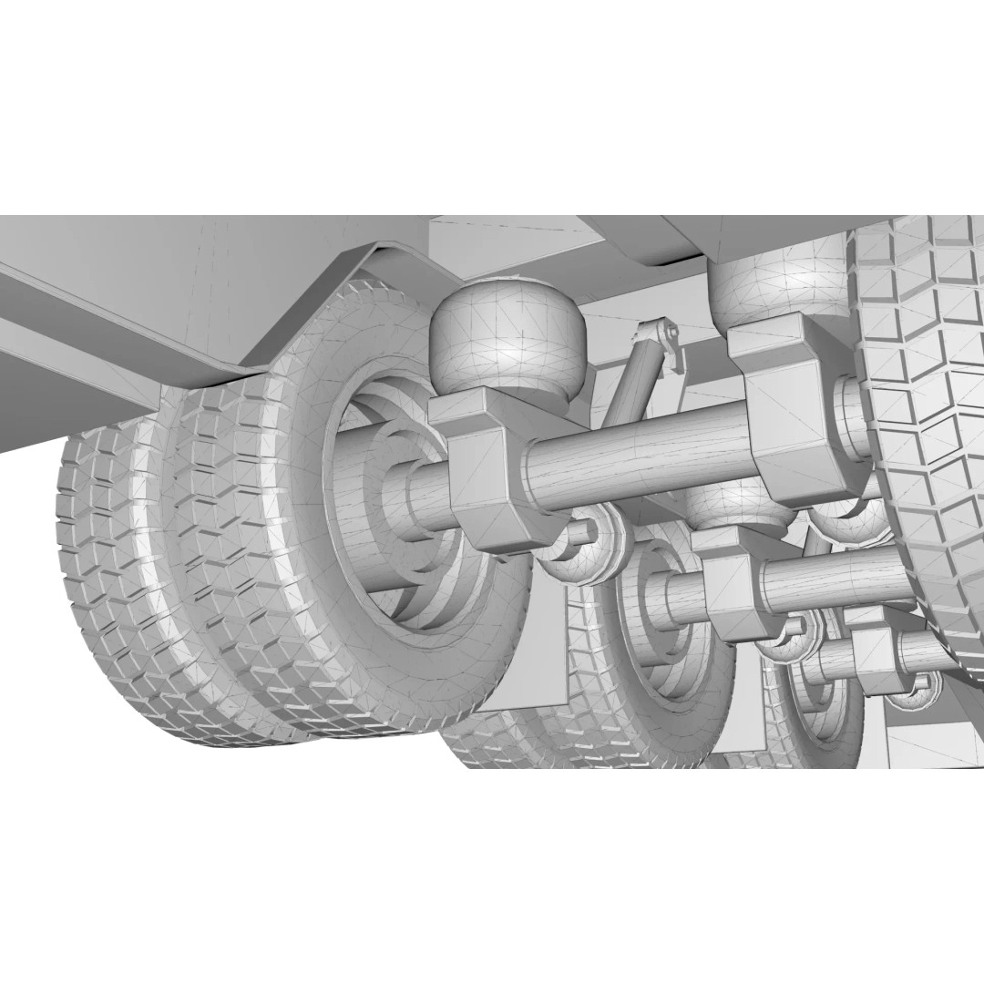 53ft Beavertail Stepdeck Trailer 3D Model – Low Poly Game Asset, FBX - View 31