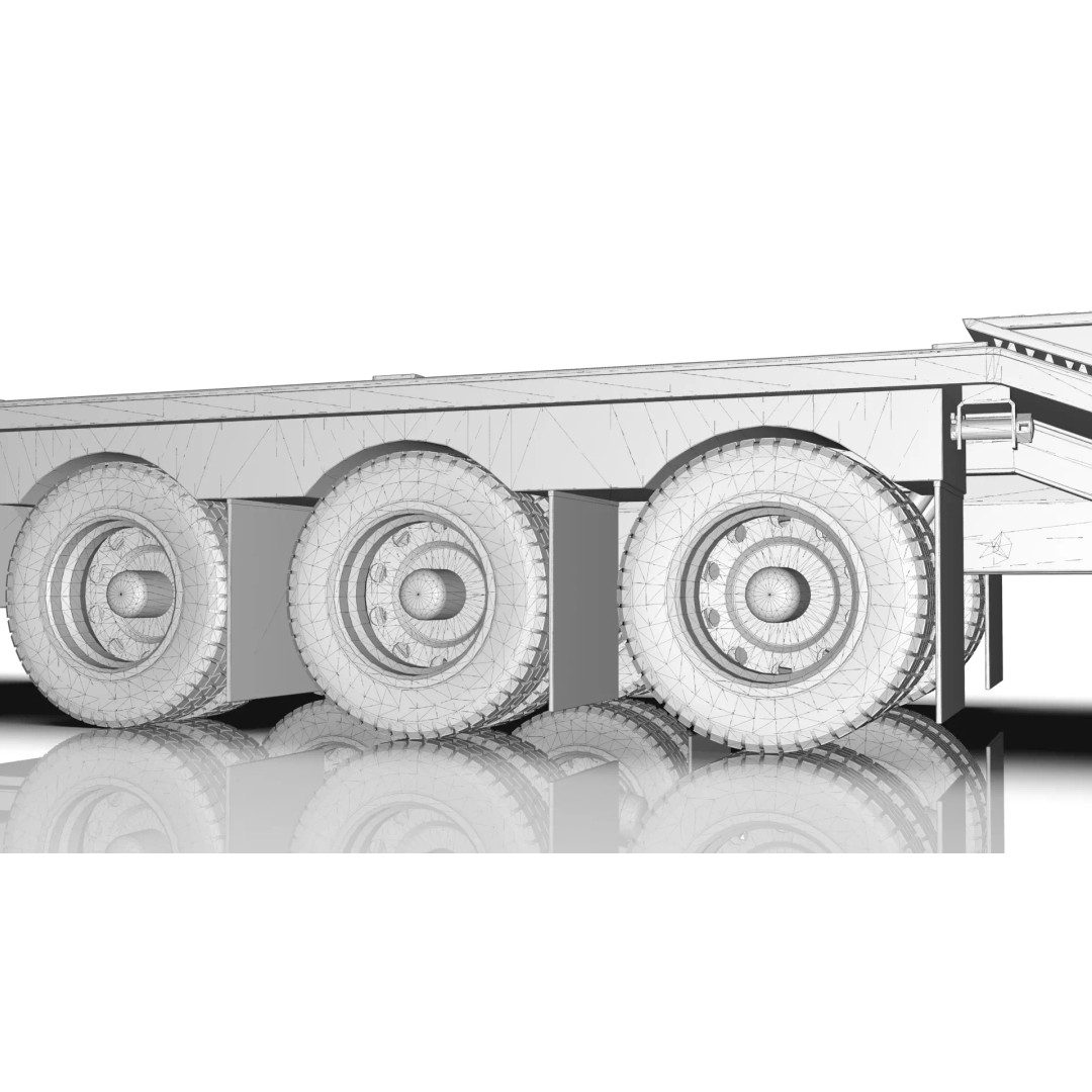 53ft Beavertail Stepdeck Trailer 3D Model – Low Poly Game Asset, FBX - View 33
