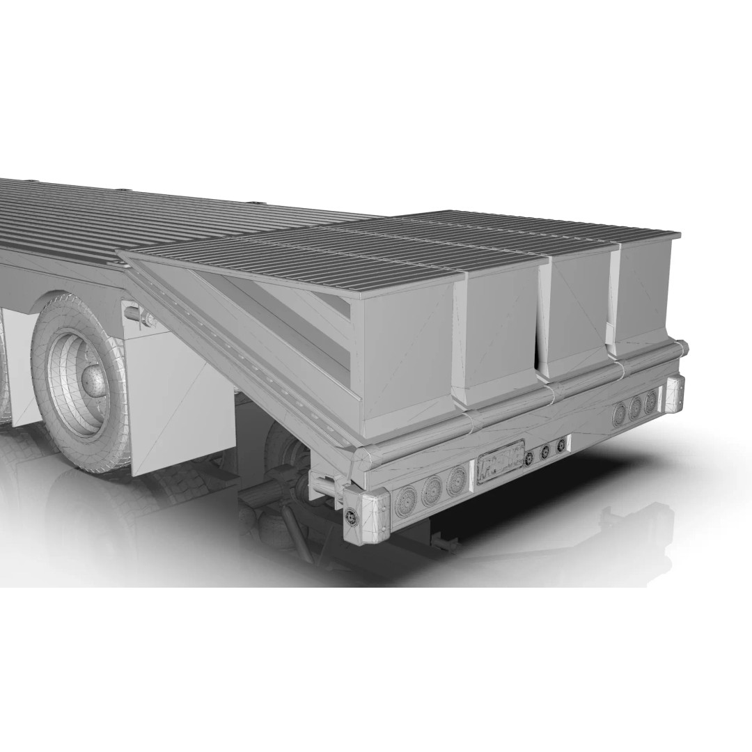 53ft Beavertail Stepdeck Trailer 3D Model – Low Poly Game Asset, FBX - View 34