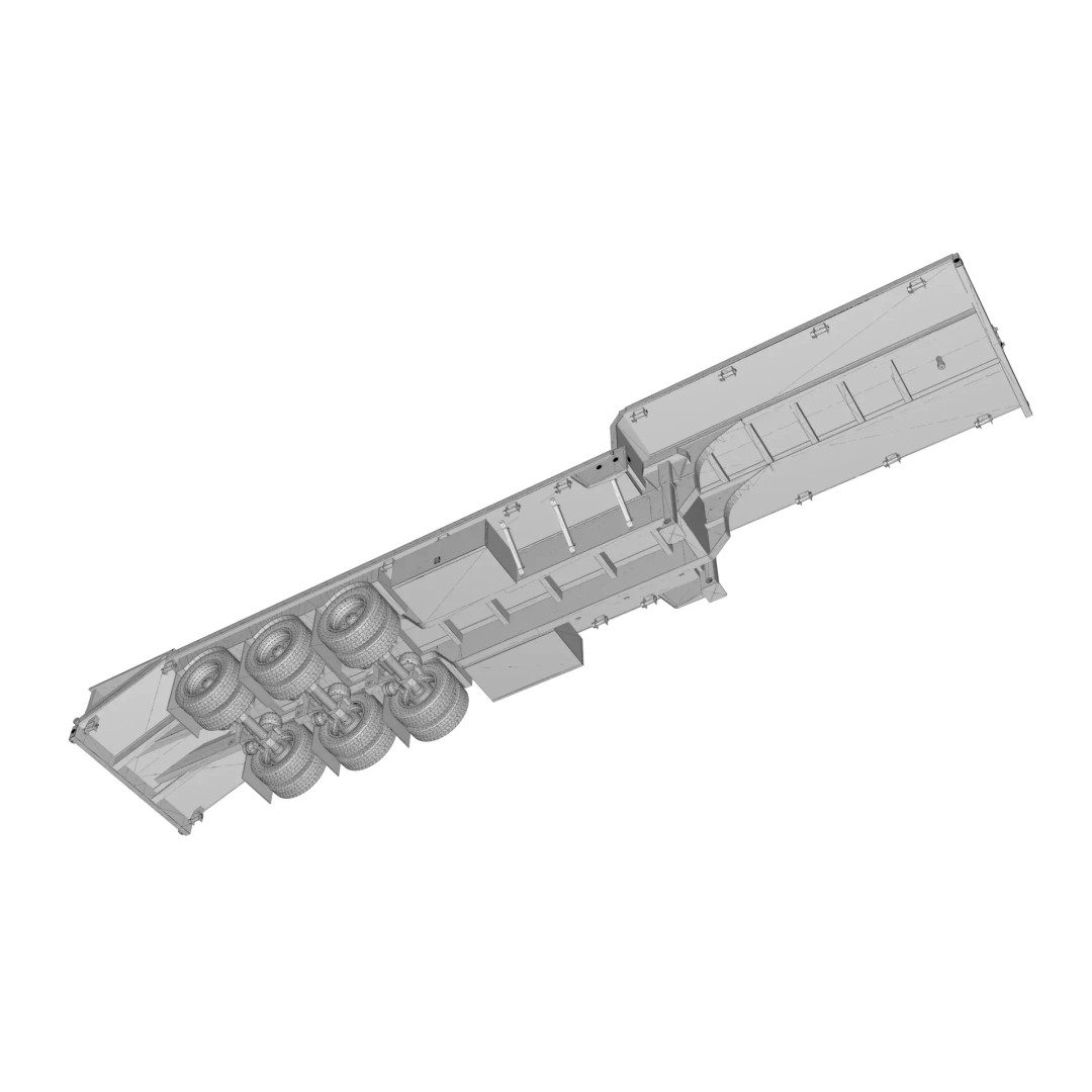 53ft Beavertail Stepdeck Trailer 3D Model – Low Poly Game Asset, FBX - View 37