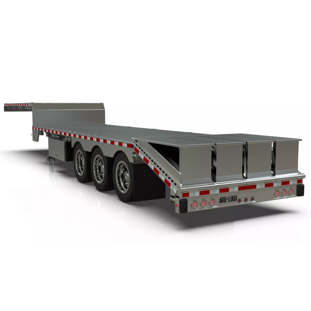 53ft Beavertail Stepdeck Trailer 3D Model – Low Poly Game Asset, FBX - View 4
