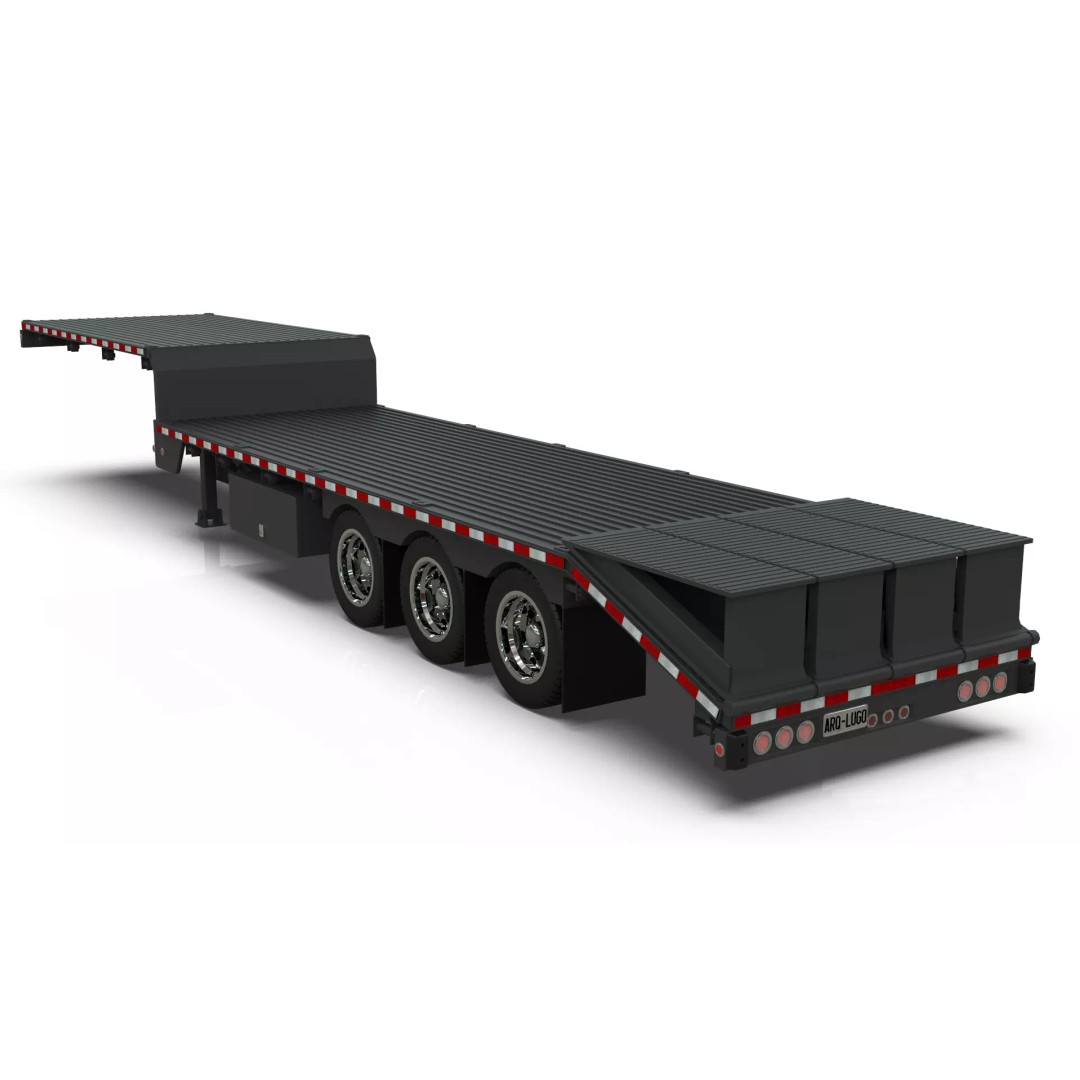 53ft Beavertail Stepdeck Trailer 3D Model – Low Poly Game Asset, FBX - View 8