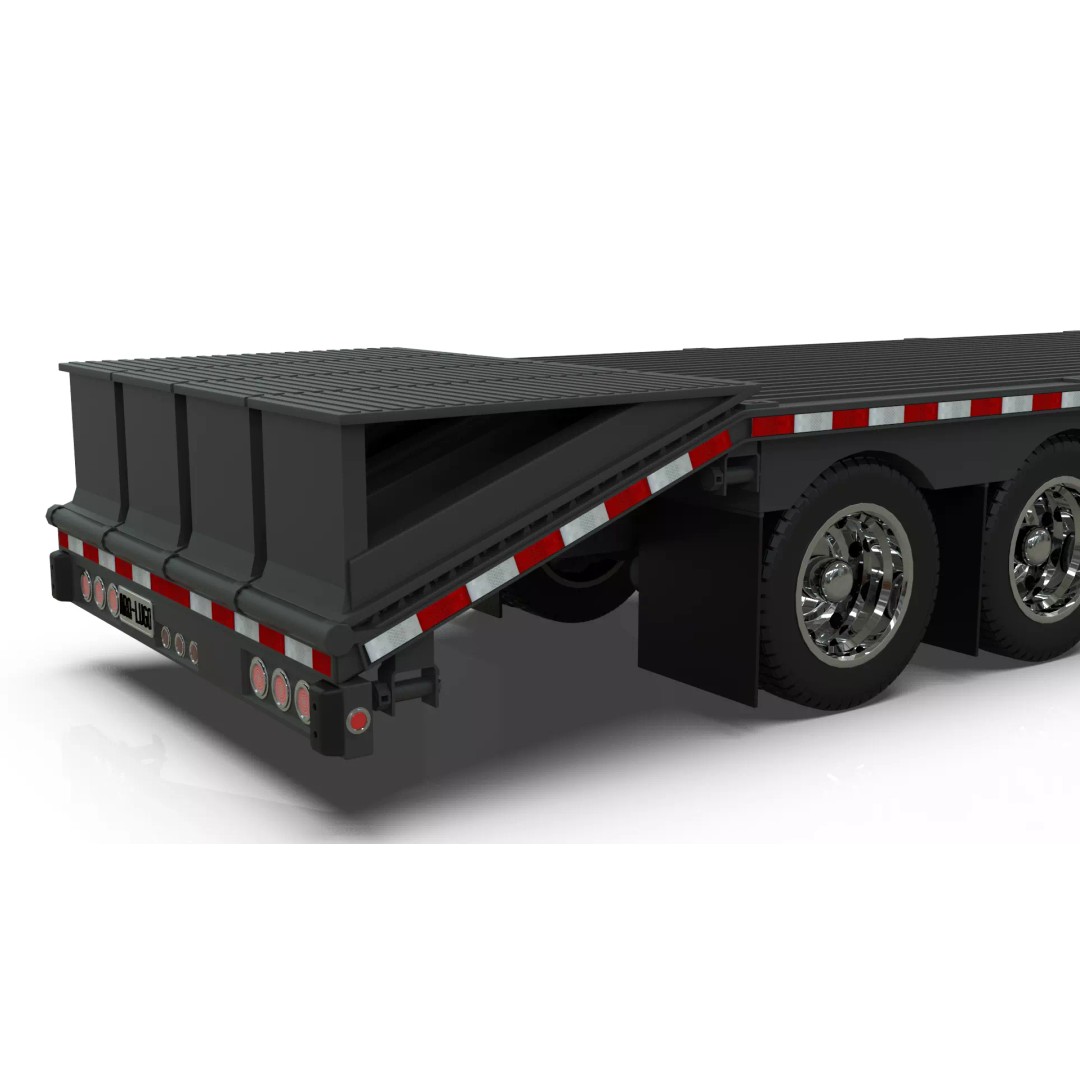 53ft Beavertail Stepdeck Trailer 3D Model – Low Poly Game Asset, FBX - View 9