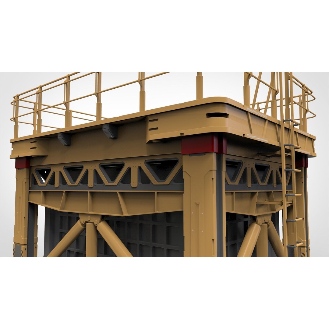 Sci-Fi Platform 3D Model – Modular Industrial Architecture, FBX - View 23