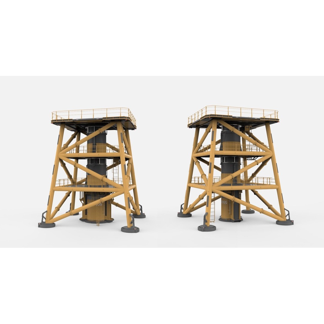 Sci-Fi Platform 3D Model – Modular Industrial Architecture, FBX - View 3