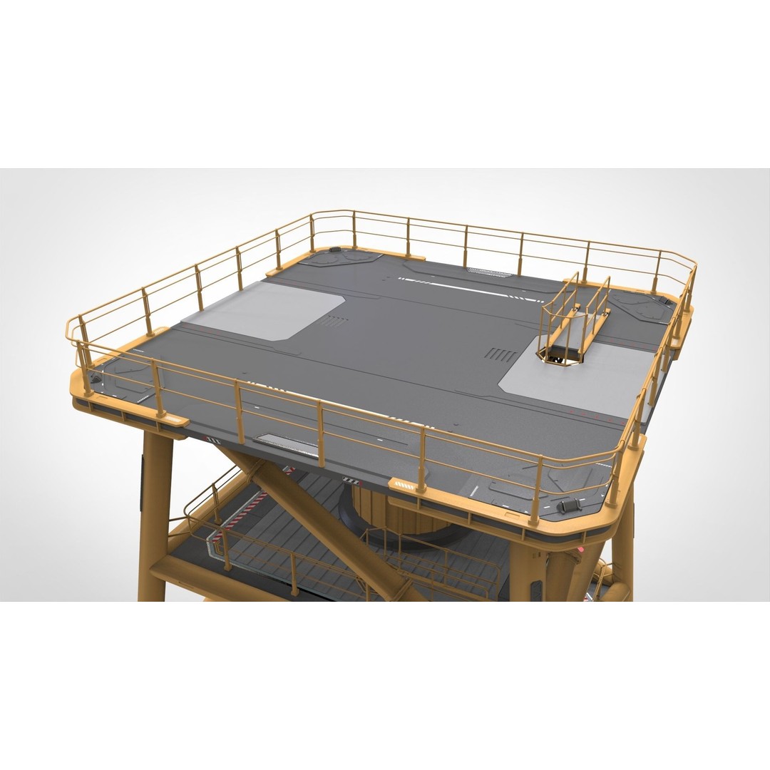 Sci-Fi Platform 3D Model – Modular Industrial Architecture, FBX - View 9