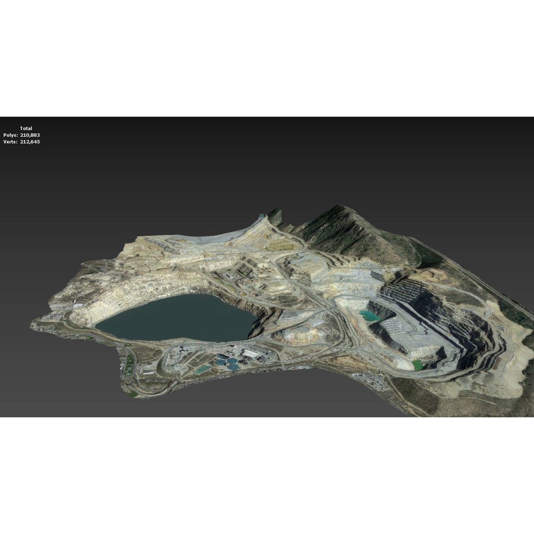 Opencast Mine Silver Bow Creek 3D Model – Low Poly PBR Asset, FBX/OBJ