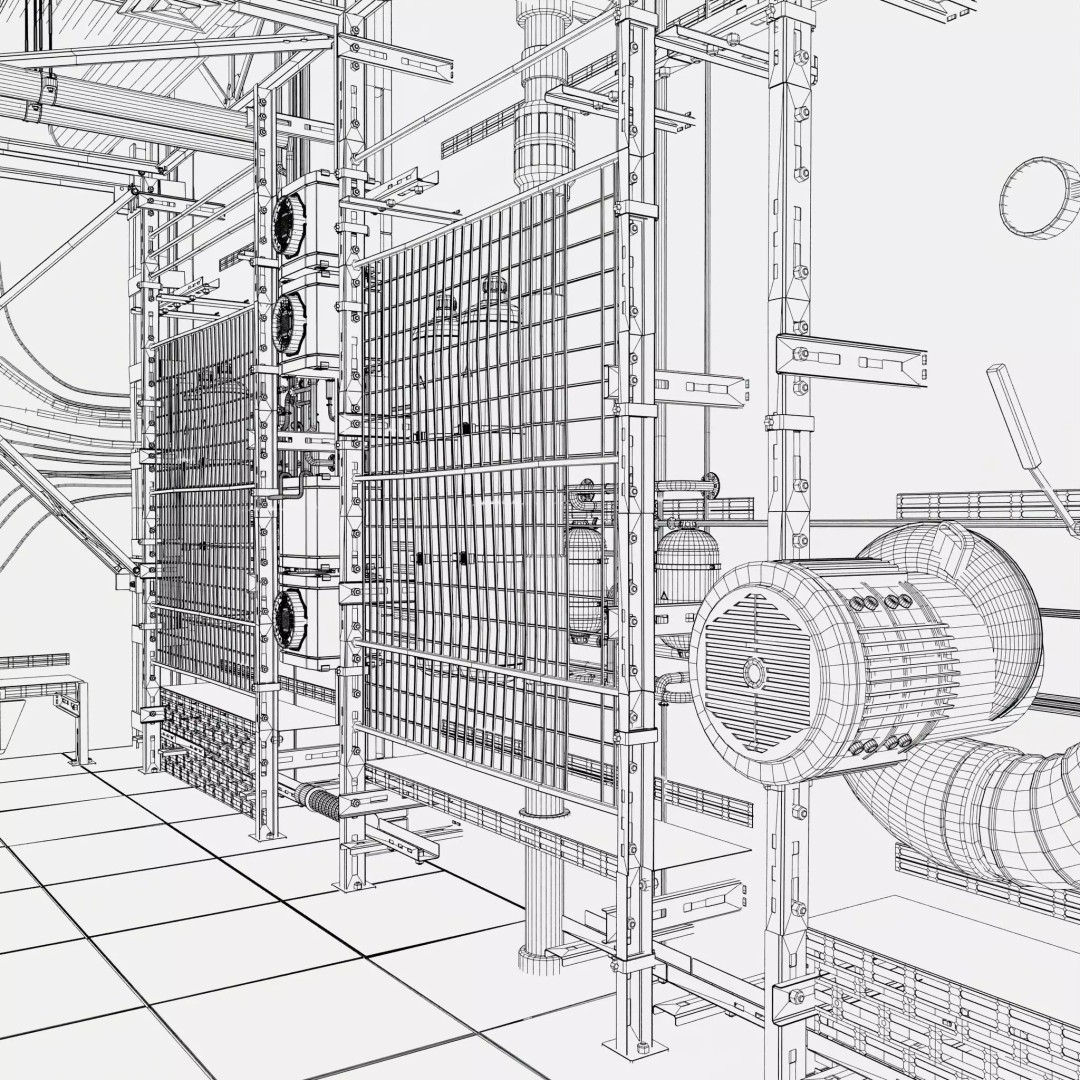 Industrial Factory Room Interior 3D Model – Realistic Engineering Scene, Blender, FBX, OBJ - View 11