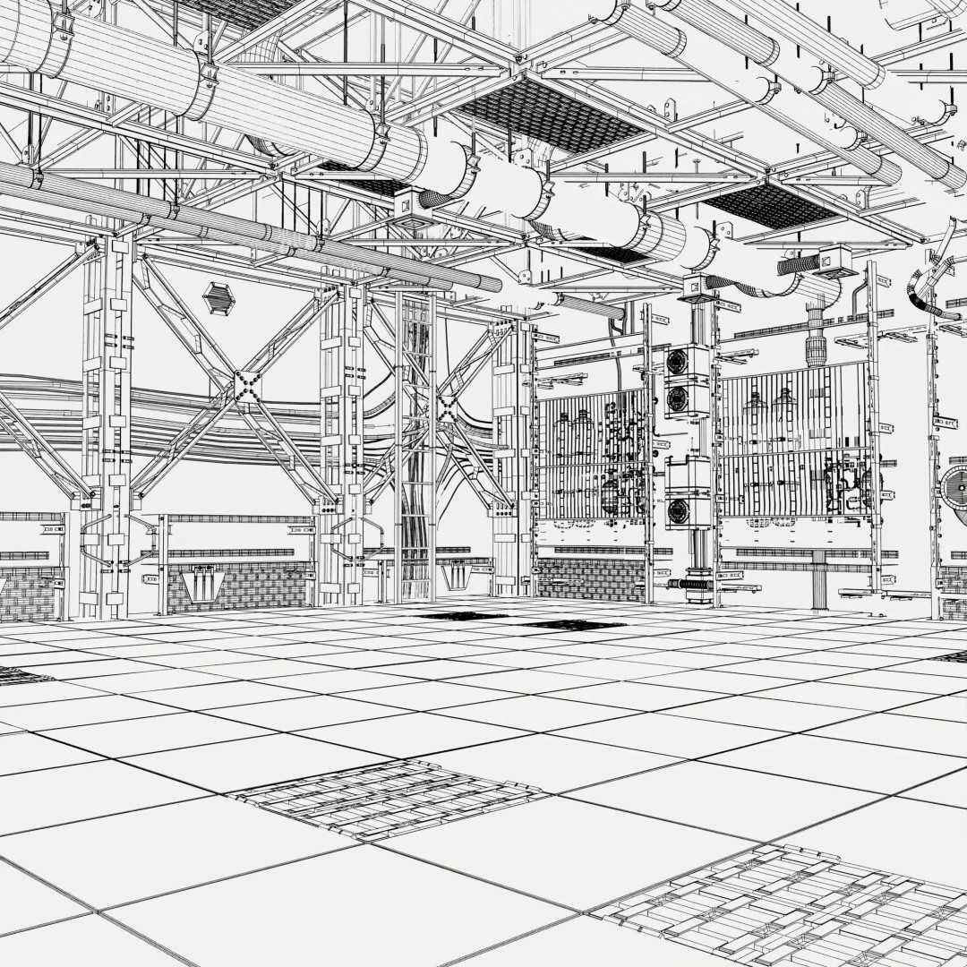 Industrial Factory Room Interior 3D Model – Realistic Engineering Scene, Blender, FBX, OBJ - View 12