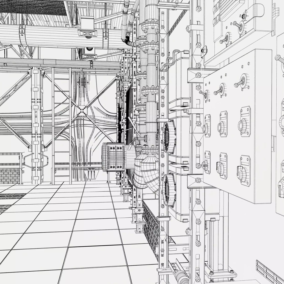 Industrial Factory Room Interior 3D Model – Realistic Engineering Scene, Blender, FBX, OBJ - View 14