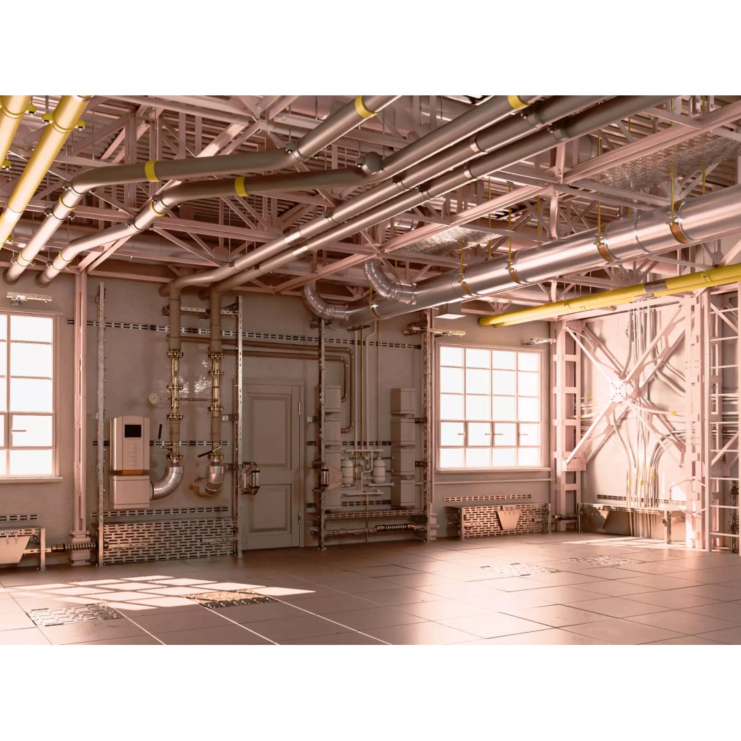 Industrial Factory Room Interior 3D Model – Realistic Engineering Scene, Blender, FBX, OBJ - View 2