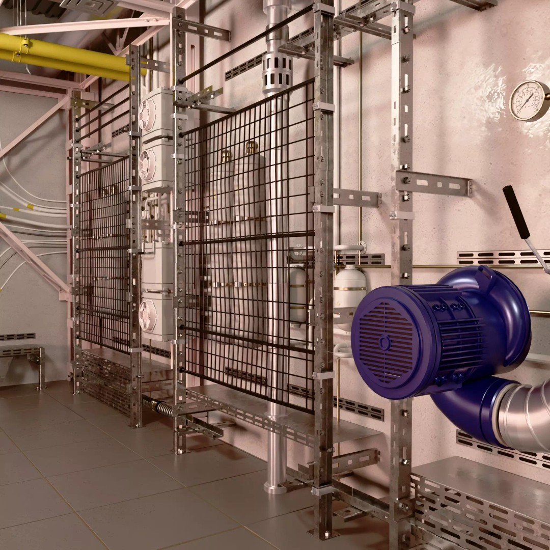 Industrial Factory Room Interior 3D Model – Realistic Engineering Scene, Blender, FBX, OBJ - View 4