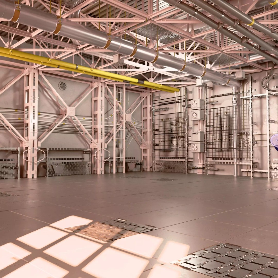 Industrial Factory Room Interior 3D Model – Realistic Engineering Scene, Blender, FBX, OBJ - View 5