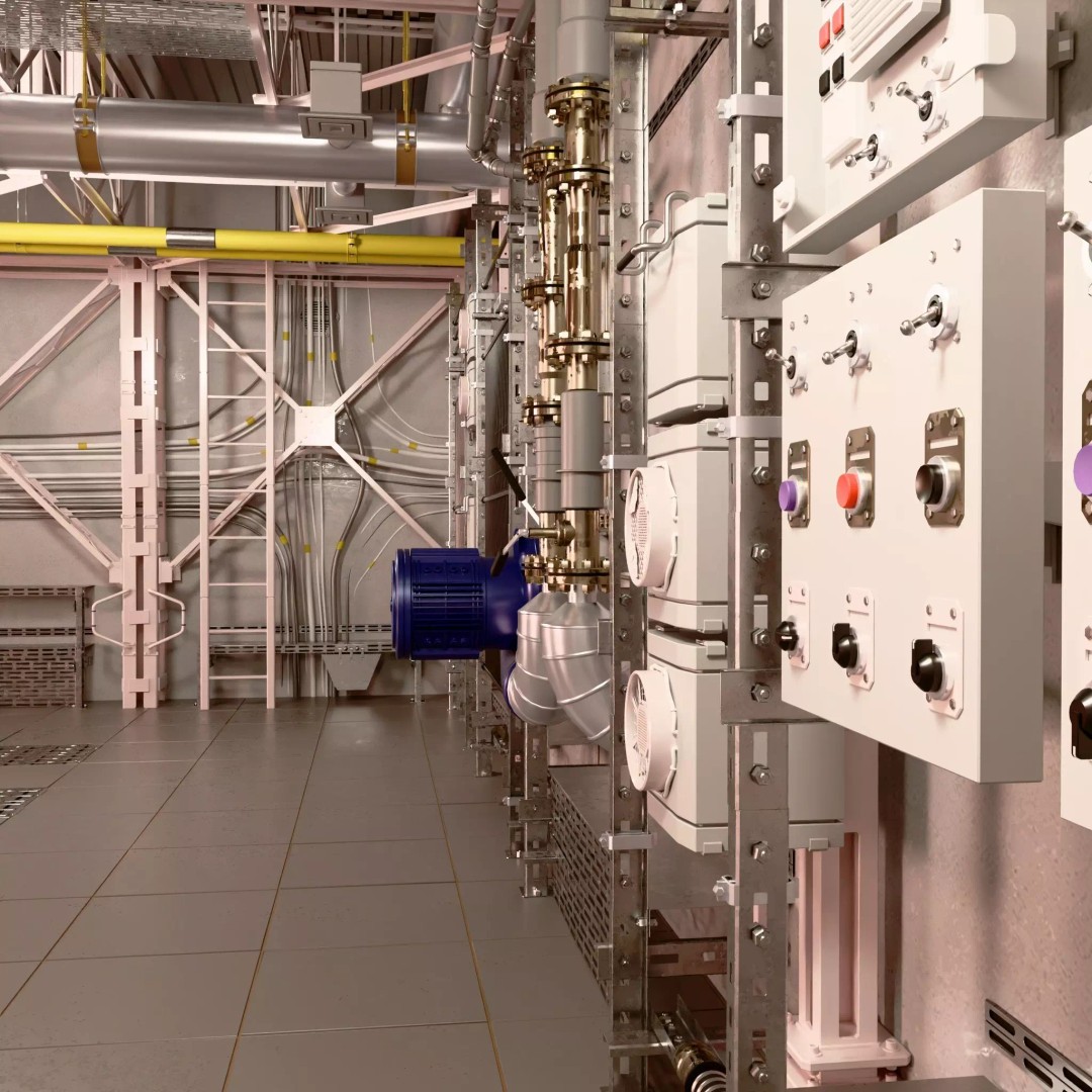 Industrial Factory Room Interior 3D Model – Realistic Engineering Scene, Blender, FBX, OBJ - View 7