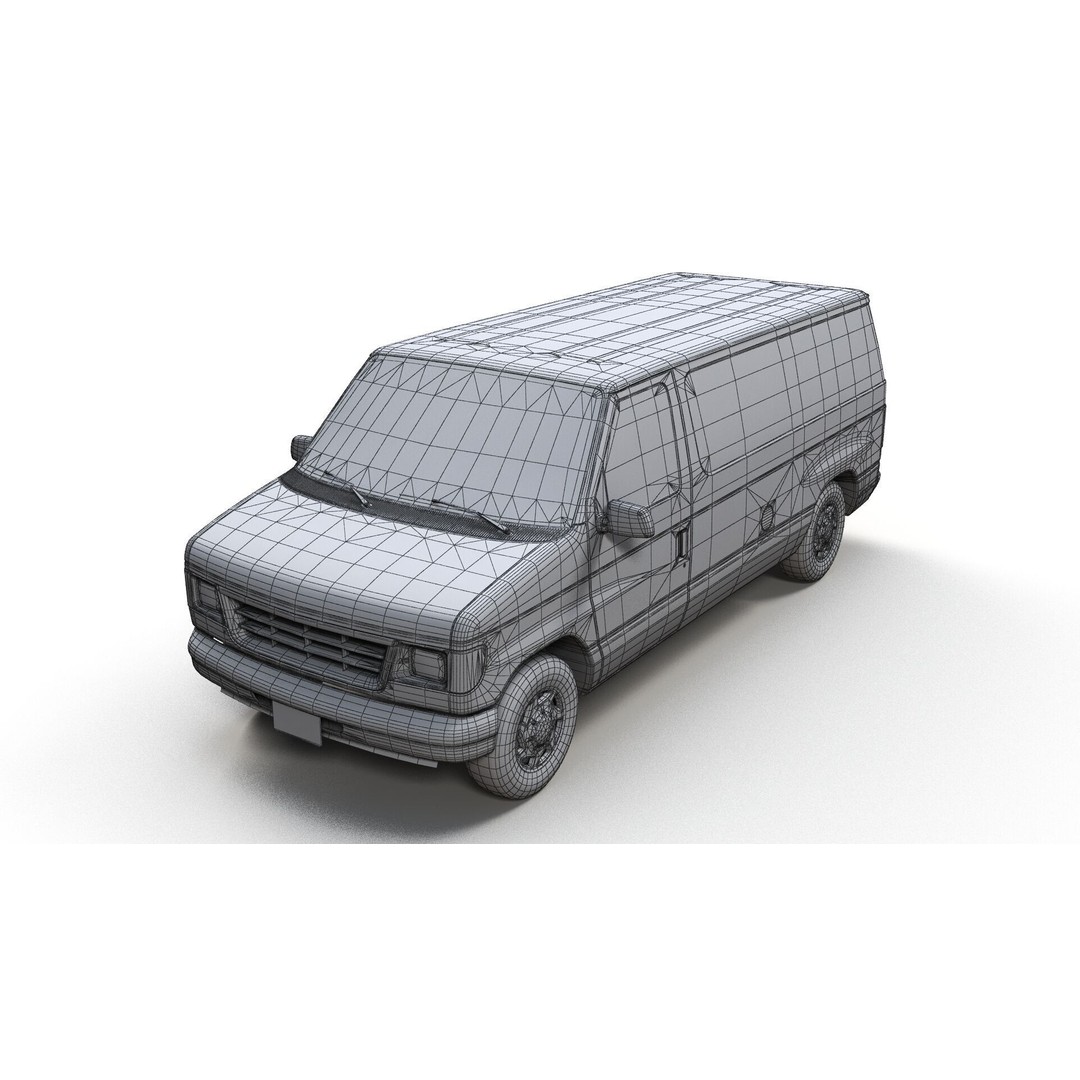 90s Industrial Van 3D Model – Low Poly Game Ready Asset, FBX - View 11