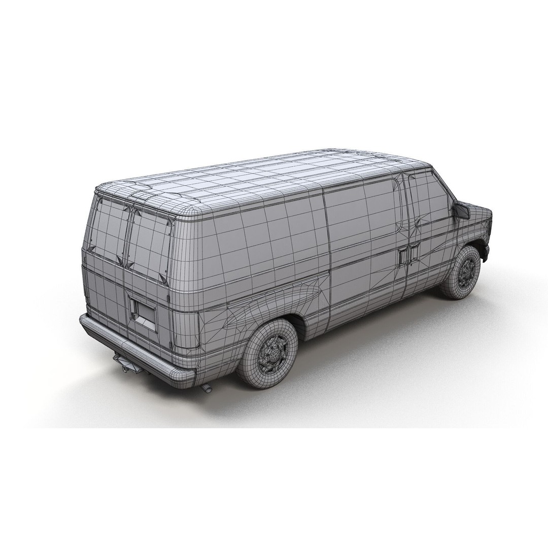 90s Industrial Van 3D Model – Low Poly Game Ready Asset, FBX - View 12