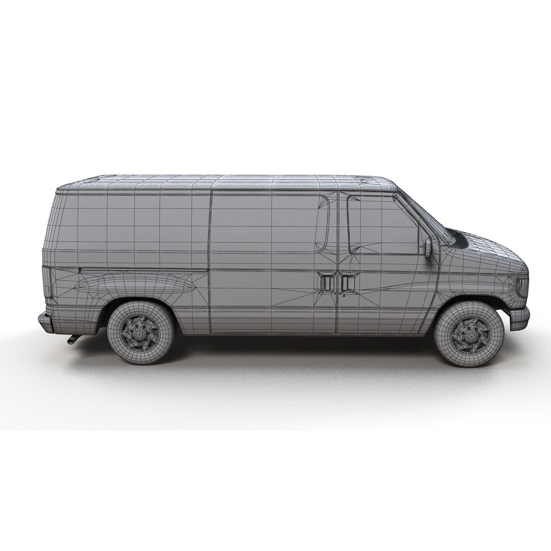 90s Industrial Van 3D Model – Low Poly Game Ready Asset, FBX - View 13