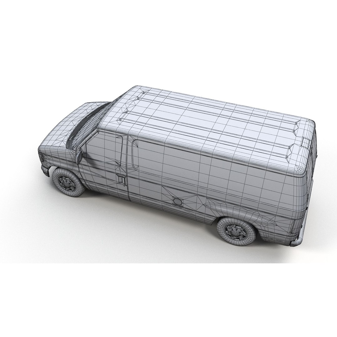 90s Industrial Van 3D Model – Low Poly Game Ready Asset, FBX - View 14