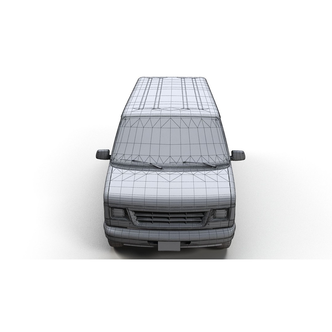 90s Industrial Van 3D Model – Low Poly Game Ready Asset, FBX - View 17