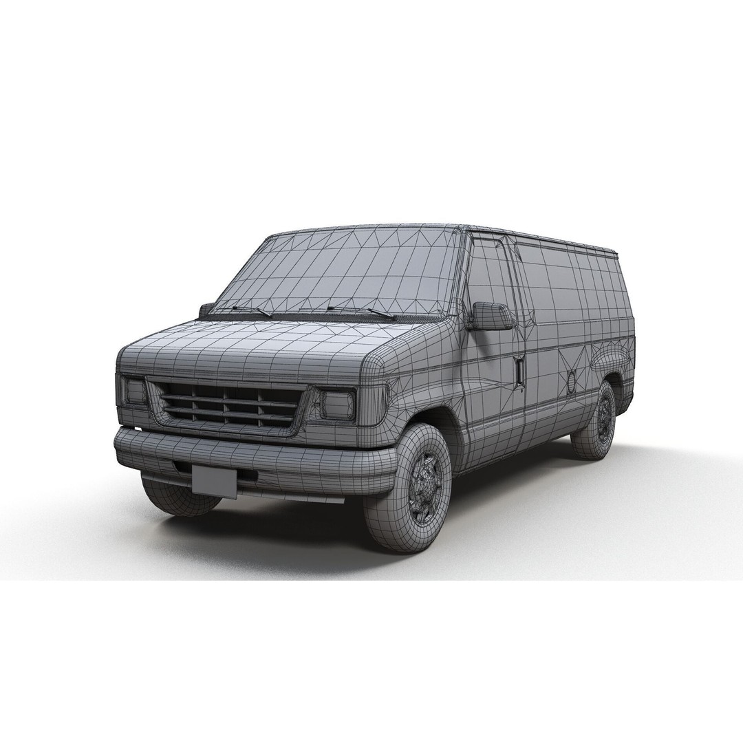 90s Industrial Van 3D Model – Low Poly Game Ready Asset, FBX - View 18