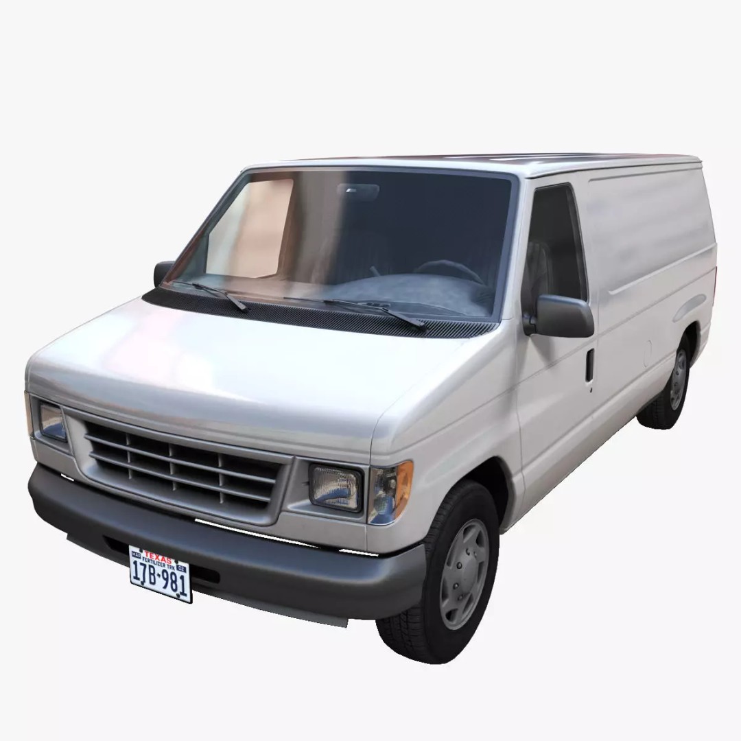 90s Industrial Van 3D Model – Low Poly Game Ready Asset, FBX - View 2