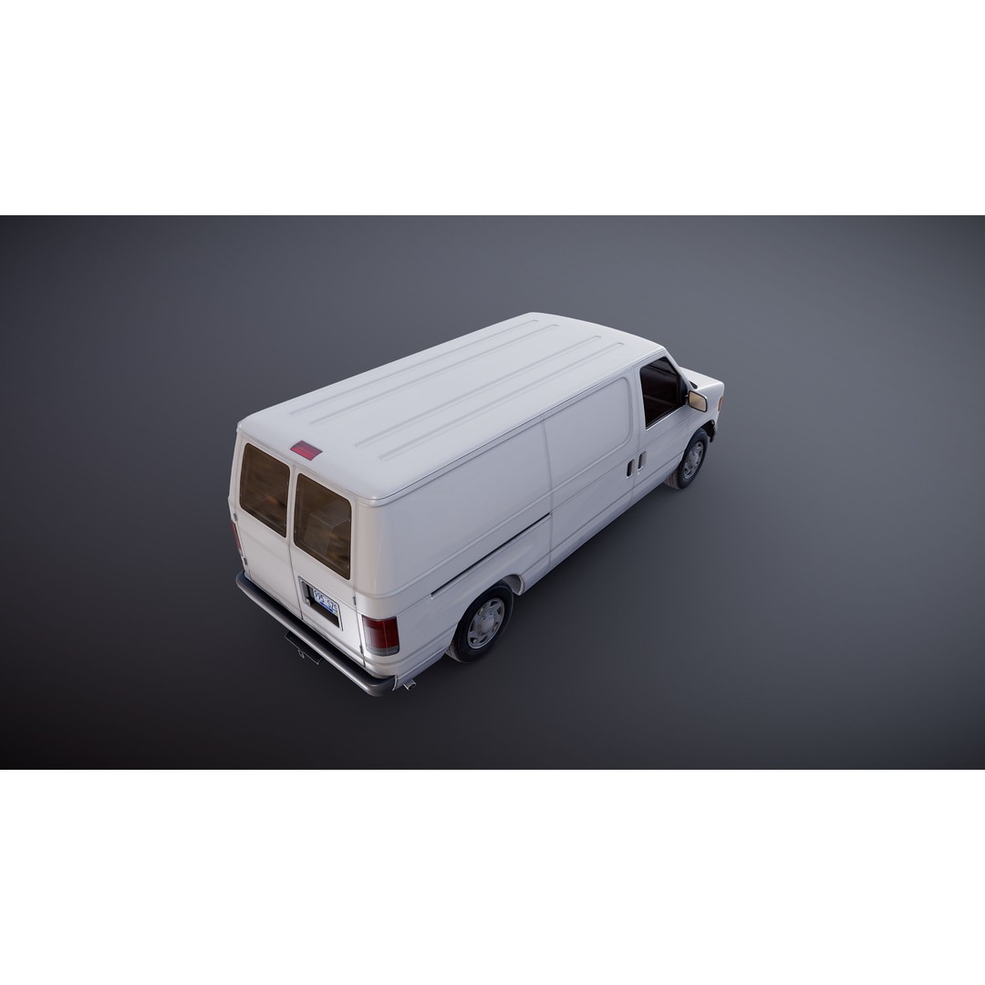 90s Industrial Van 3D Model – Low Poly Game Ready Asset, FBX - View 20
