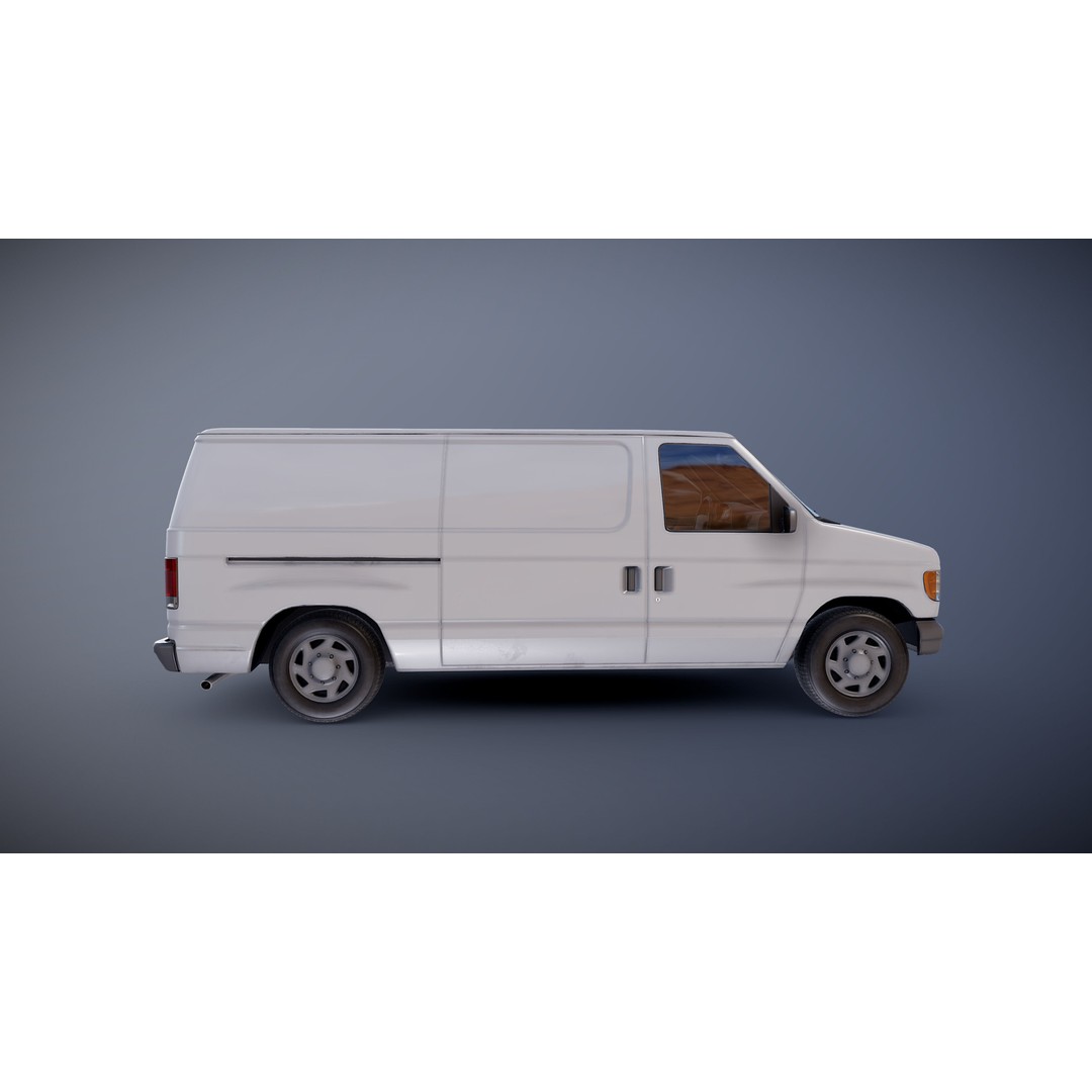 90s Industrial Van 3D Model – Low Poly Game Ready Asset, FBX - View 21