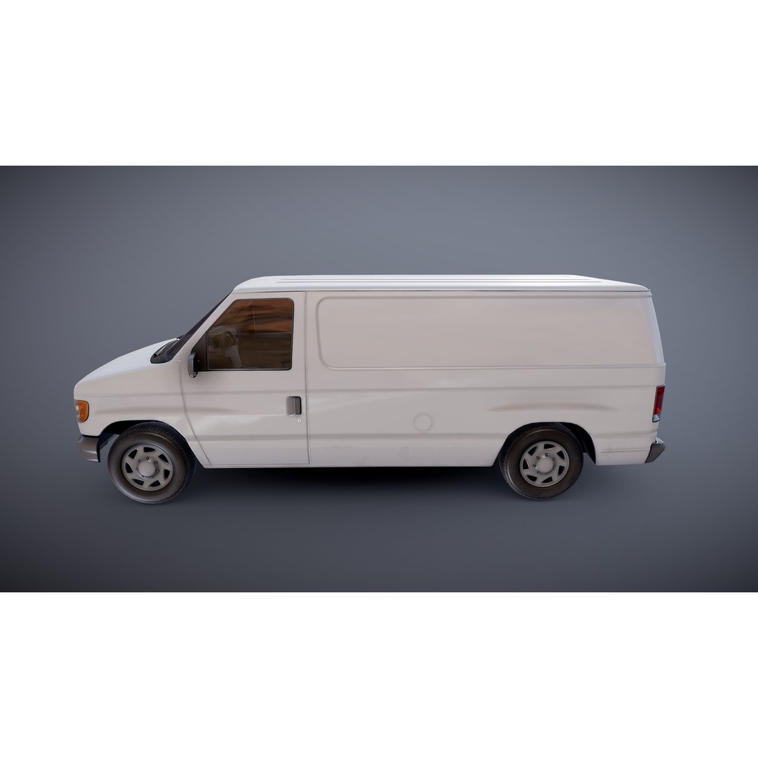 90s Industrial Van 3D Model – Low Poly Game Ready Asset, FBX - View 23