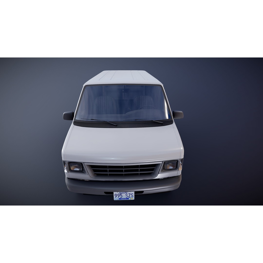 90s Industrial Van 3D Model – Low Poly Game Ready Asset, FBX - View 25