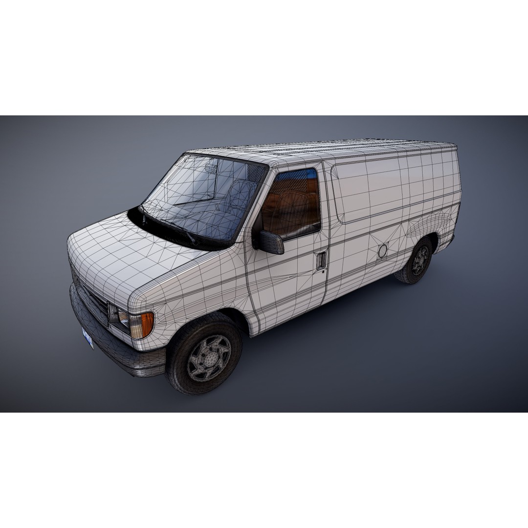 90s Industrial Van 3D Model – Low Poly Game Ready Asset, FBX - View 26