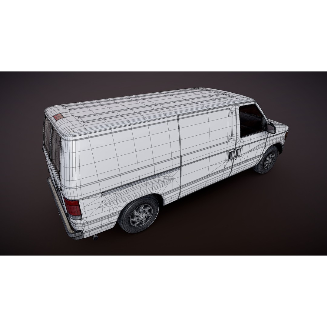 90s Industrial Van 3D Model – Low Poly Game Ready Asset, FBX - View 27